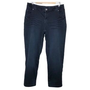 Lane Bryant Soft Stretchy Cotton Dark Wash Whiskered Straight Jeans 16